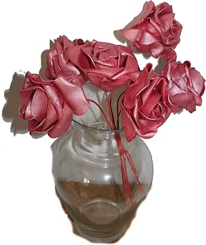 Eva Artificial Rose Bouquet Metallic Colors, with 6 x 4 Flower Heads! Pink