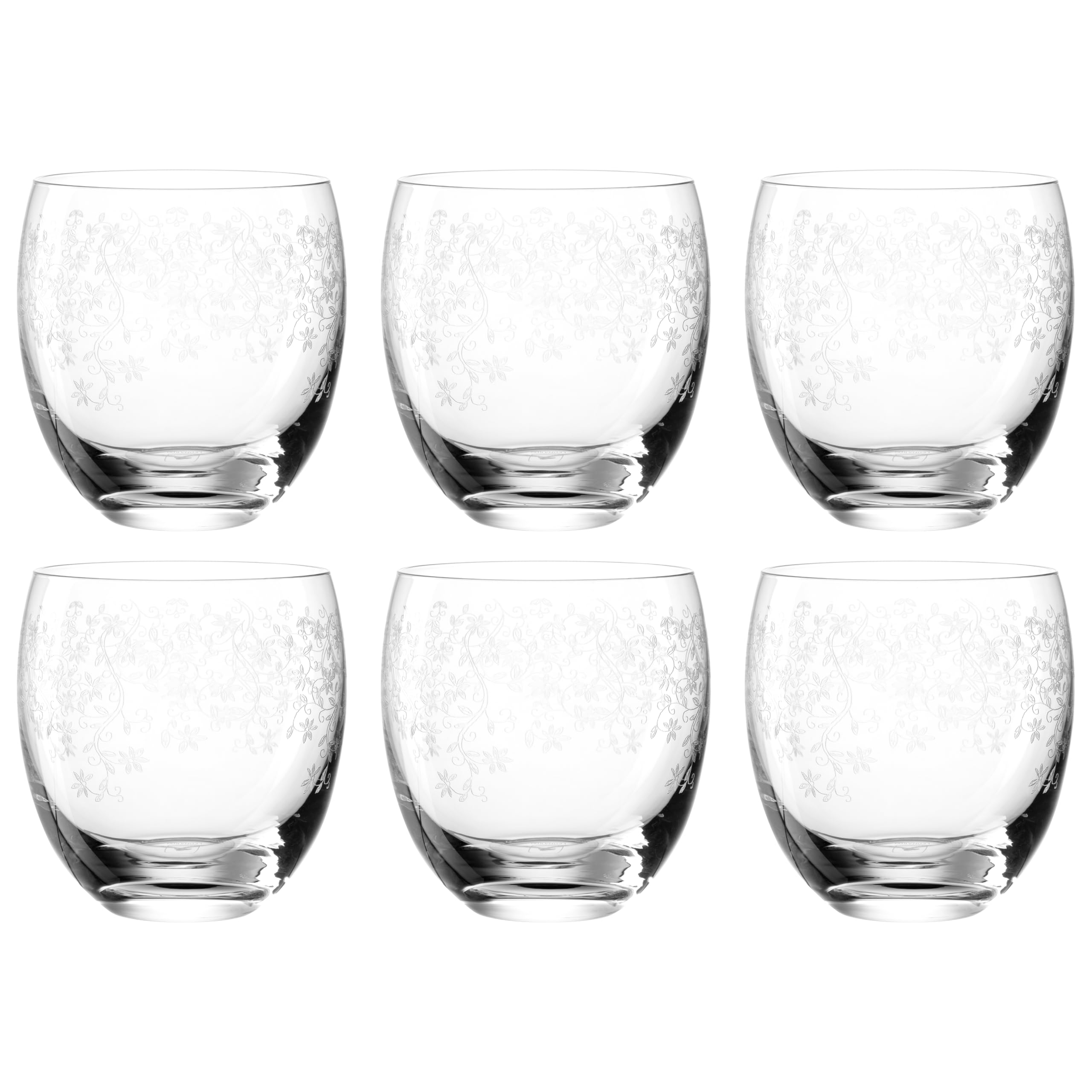 Leonardo Chateau Trink-Glas, Glas-Becher mit floralem Muster, spülmaschinenfeste Wasser-Gläser, 6er Set, 400 ml, 061595