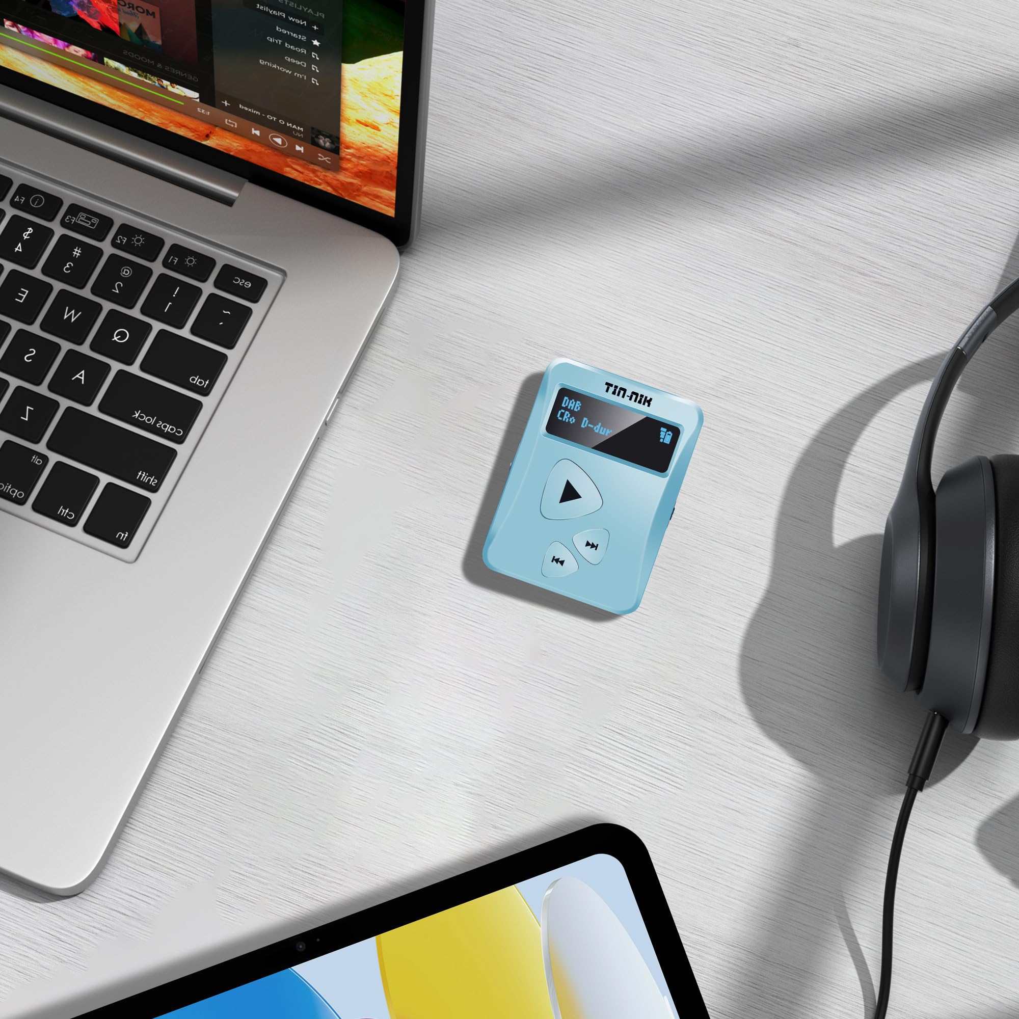 Tin-Nik DAB-398WS-SB Radio portable DAB/DAB+/FM, mini radio de poche numérique RDS-FM avec batterie rechargeable, écouteurs, choix de petits et grands