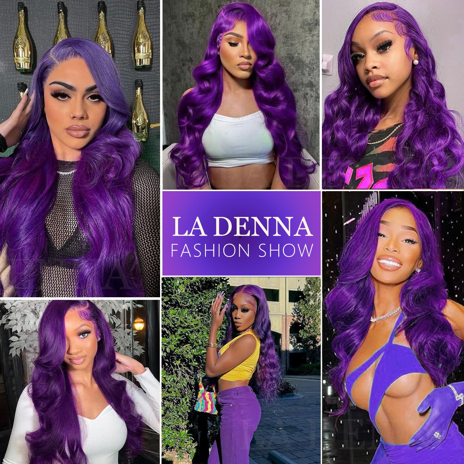 Amazon.com : La Denna Purple Lace Front Wigs Human Hair Pre