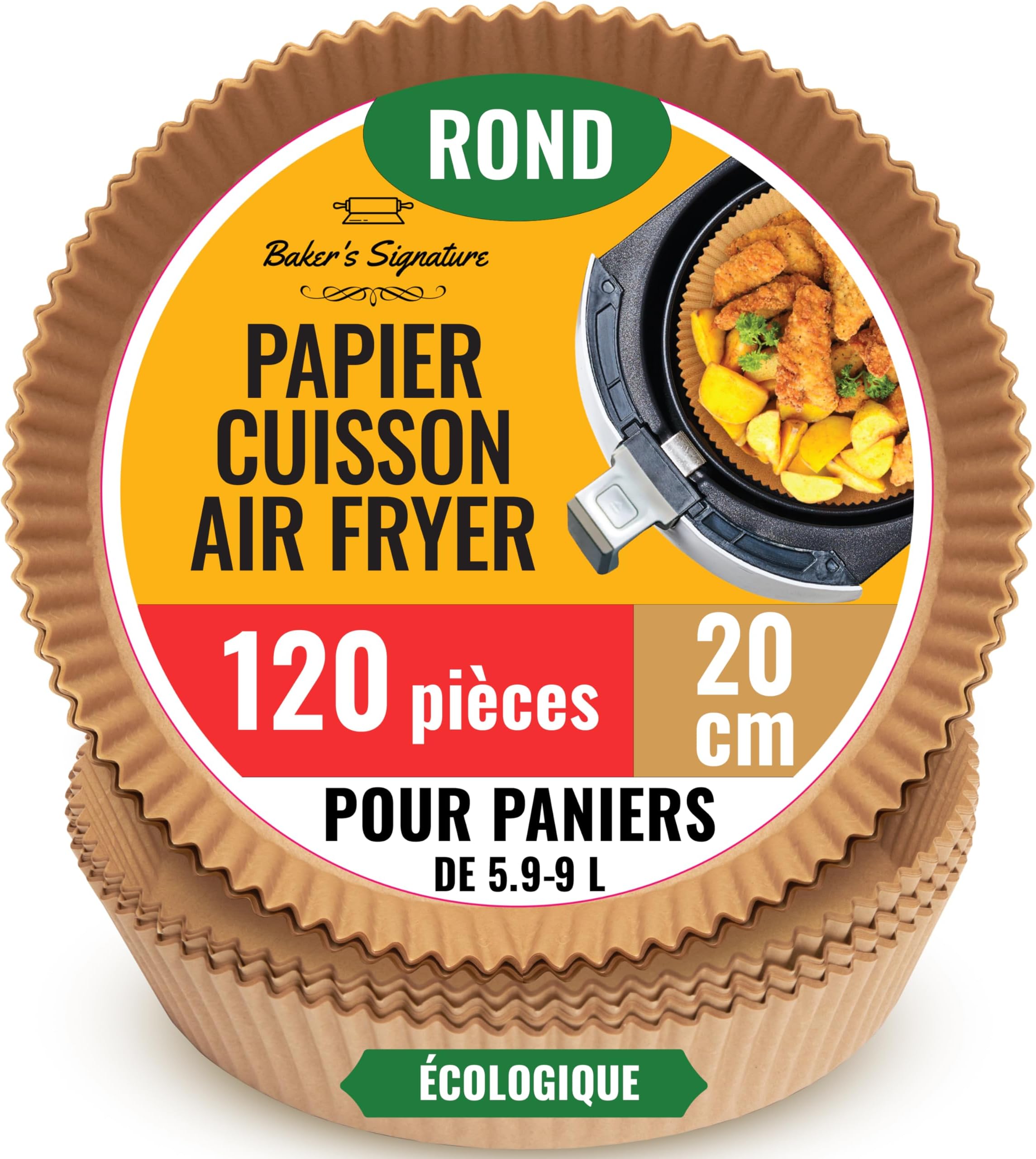 Papier de Cuisson pour Friteuse à Air, Qhou 100 Feuilles Papier Frit à l