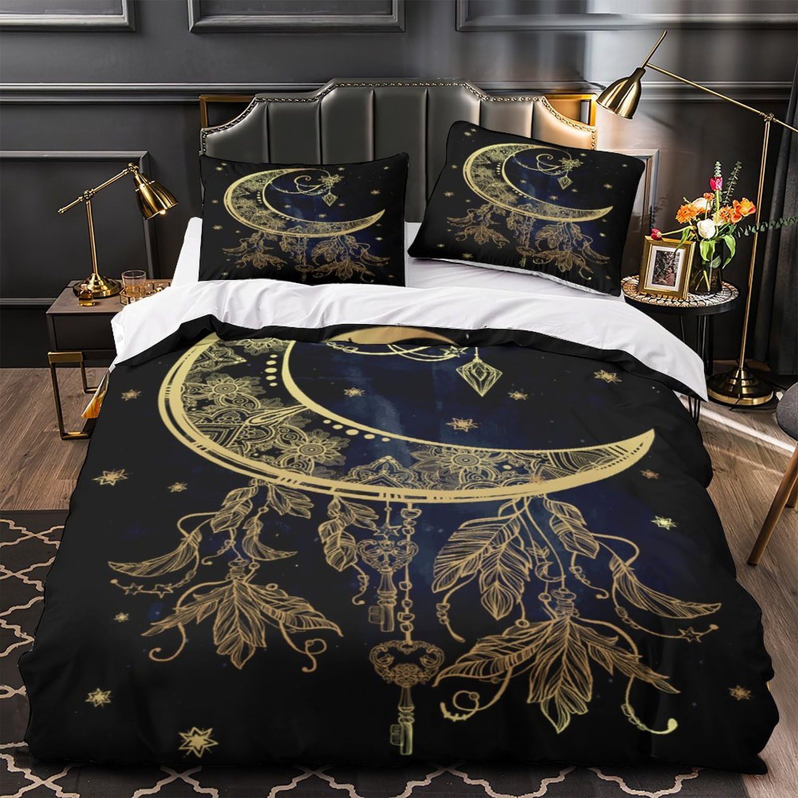 Parure de lit carpe dorée microfibre de qualité supérieure hypoallergénique avec zip discret