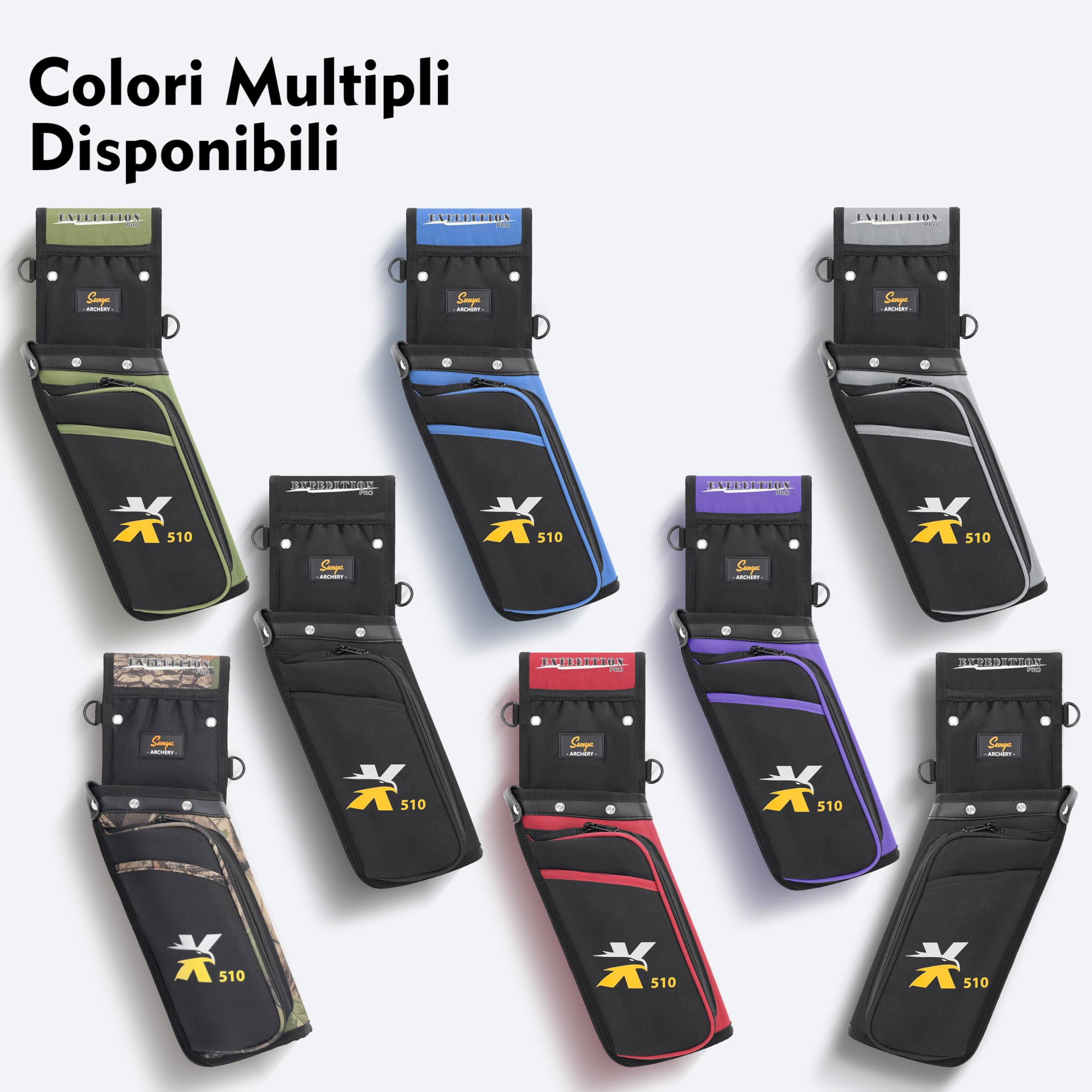 Sunya X510 Faretra da Fianco per Campo e Competizione | Faretra per arcieri silenziosa a 3 Slot con Sistema di archiviazione Robusto (42x18cm)