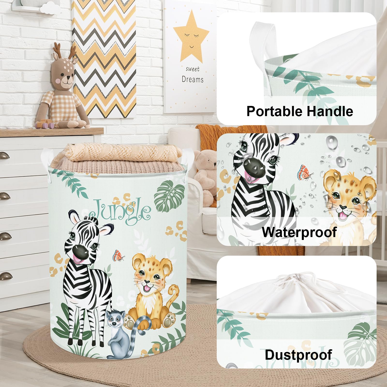 Cesto Organizzazione Bambini Cesto Biancheria Bambini Clastyle 63L - Motivo Animali Foresta, Pieghevole, Impermeabile | Per Giocattoli, Vestiti Cestino Animali Foresta 63L