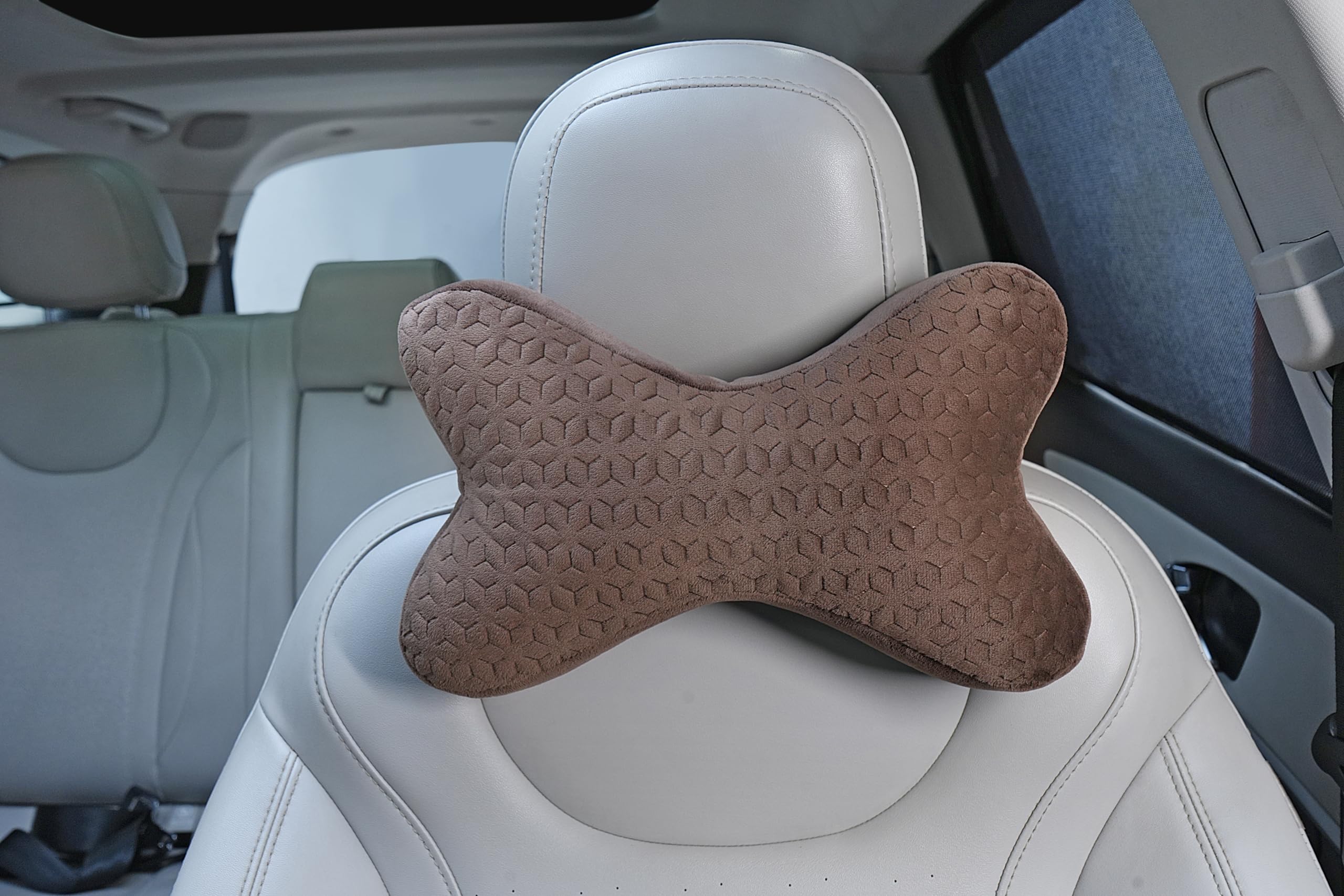 AutoFurnish Plush Car Neck Rest Pillow | Ultrasoft Memory Foam Pillow for Comfortable Car Rides | Superior Neck Support Cushion | Relieves Neck Pain & Improves Posture | Washable Velvet Cover | 2