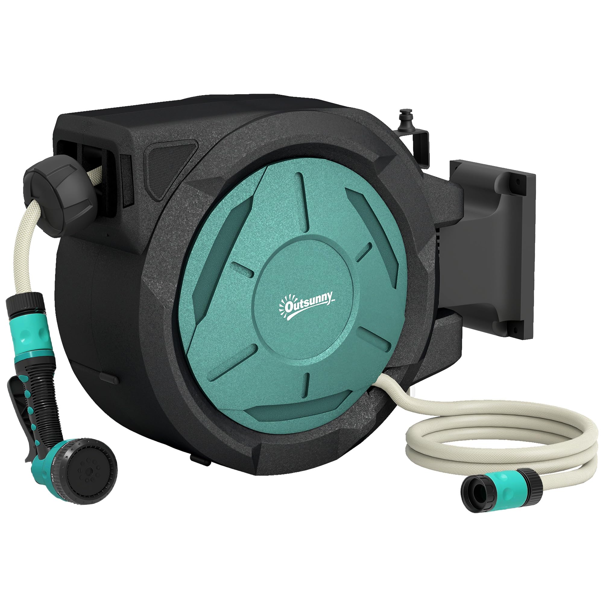 Rackhams Black Retractable Hose Reel Wall Mounted With Lock,
