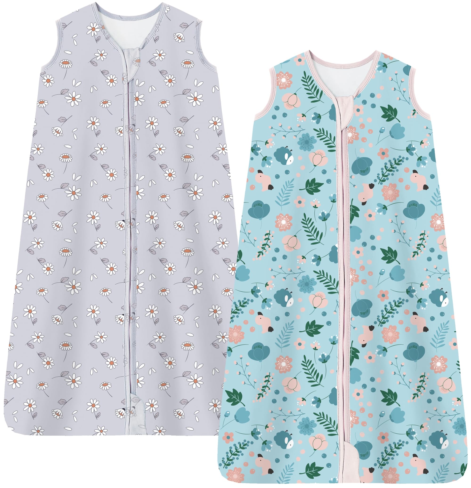 Chilsuessy Baby Sommerschlafsack 2er Pack Baby Schlafsack 0.5 Tog 100% Baumwolle Babyschlafsack Ärmellos für Neugeborene
