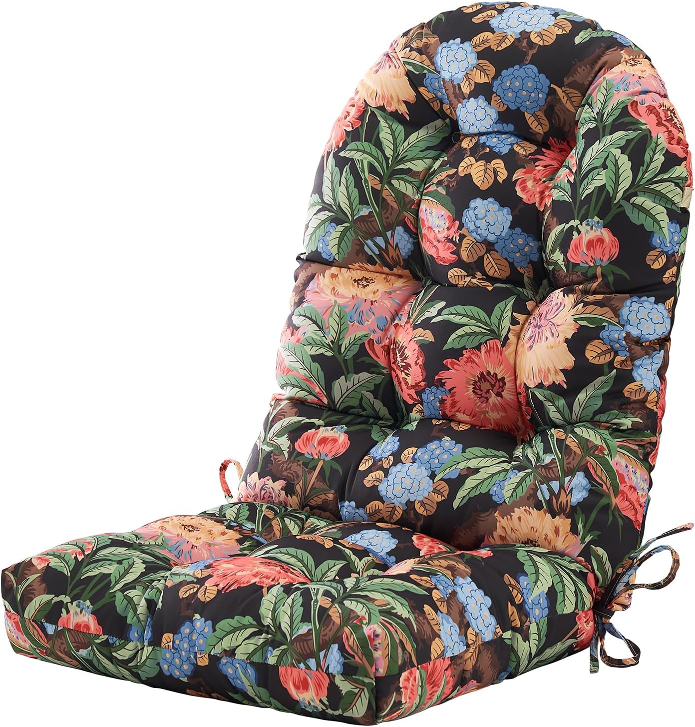 BLISSWALK Outdoor Adirondack Chair Cushion for Patio Furniture,Tufted Thick Seat & Round High Back Rocking Oudoor Colorful Cushion, 48"x21"x4" inches,Fade-Resistant,Floral