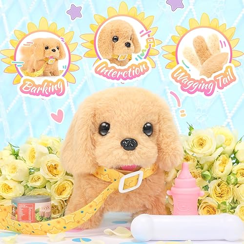 Miniatura 4 de Juguetes de peluche Tagitary, juguetes de perro caminando que pueden caminar, ladrar y mover la cola, juguetes electrónicos interactivos para