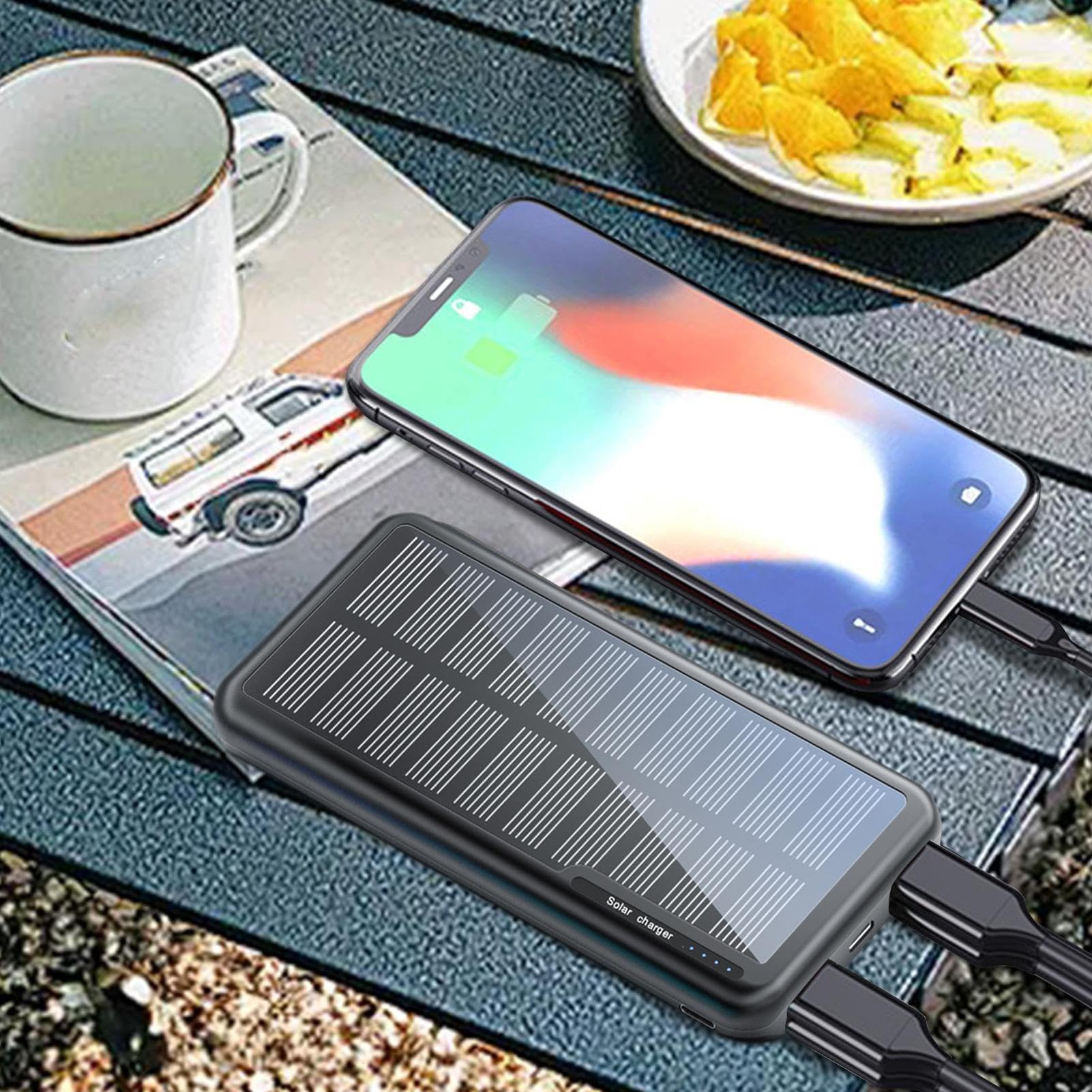 Power Bank Solare Power Bank da Sopravvivenza | Power bank solare con USB per Escursionismo, Campeggio, Trekking, Viaggi, Festival,