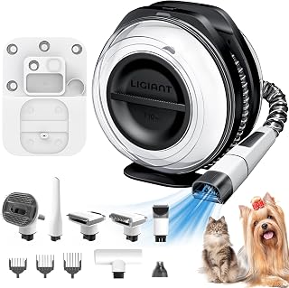LIGIANT T10 Pro Aspira peli Cane &Gatto domésticocon Cepillo, Kit Aseo 7en1 Multifunción, Cortaúñas, Lima, Cepillo, Bajo Ruido, Depósito Grande 2,2L, Ideal para el Pelo en Casa, el Coche y Exteriores