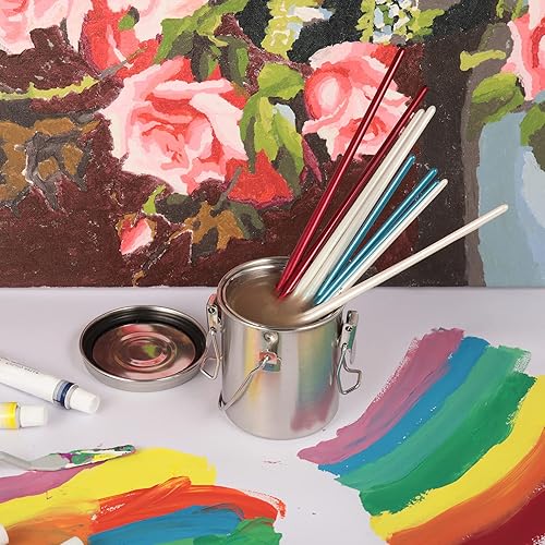 Miniatura 7 de MyLifeUNIT Limpiador de pinceles, soporte de cepillo de acero inoxidable para pintar, 6.6 oz