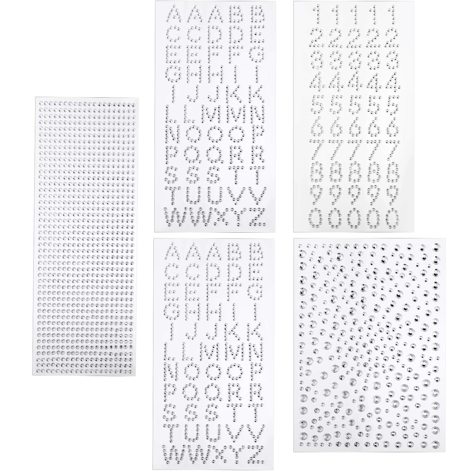 Pegatinas de letras autoadhesivas con diamantes de imitación y purpurina plata de alta densidad