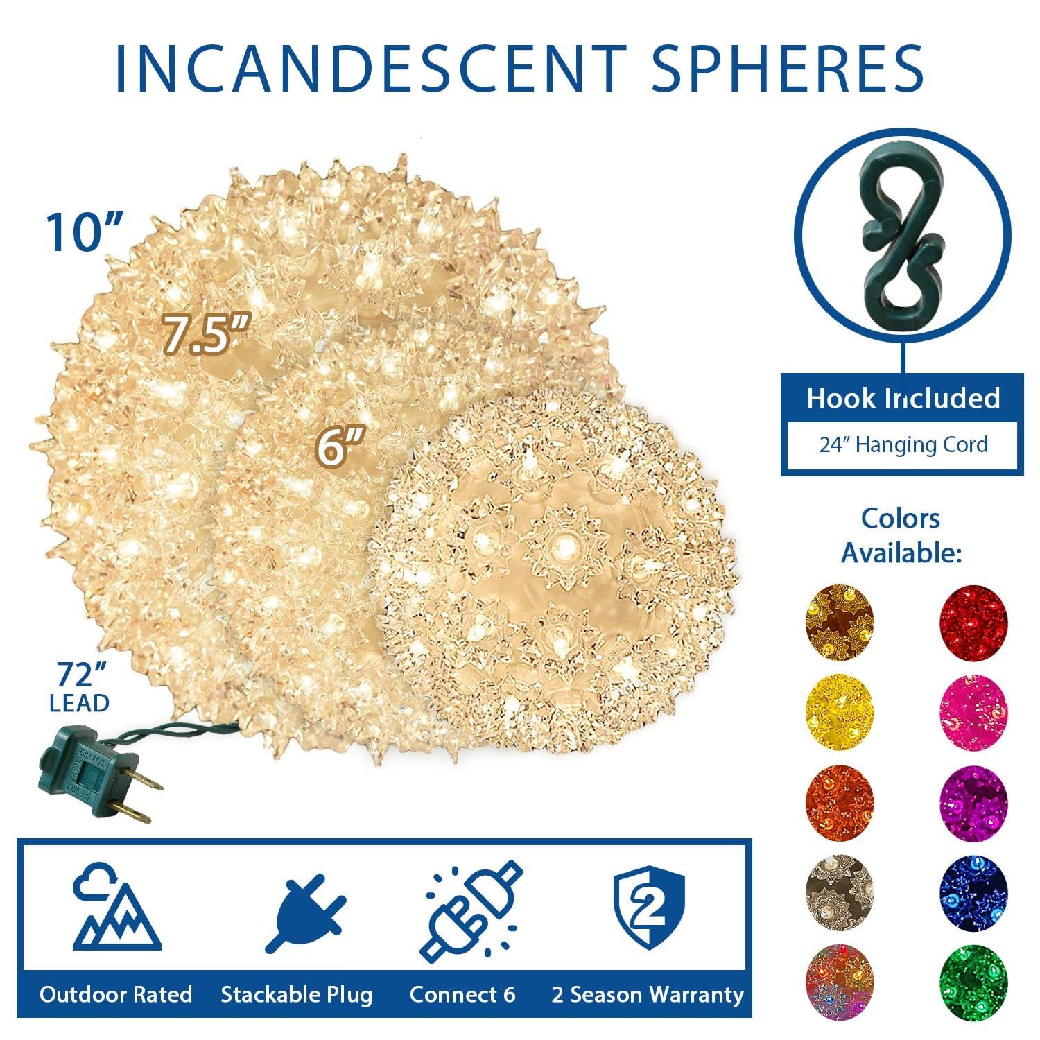 Novelty Lights SS50-PU Sphère lumineuse de Noël intérieur/extérieur de qualité commerciale, violet, 50 lumières, 15,2 cm de diamètre, prise empilable