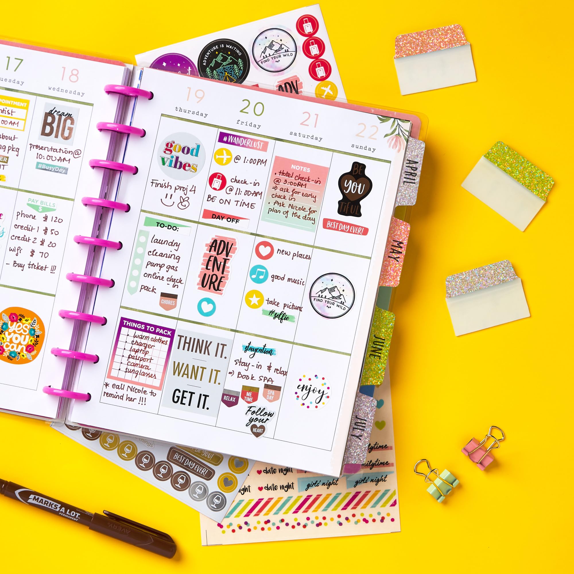 Avery Multi-Use Ultra Tabs, 2" x 1.5", Holographic Sunset Ombre Colors, 18 Repositionable Page Tabs (74148) - Image 4