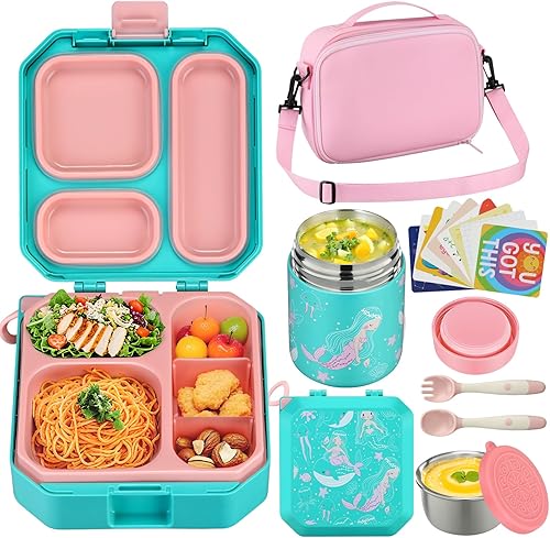 Miniatura 7 de Itslife Conjunto de Caja de Almuerzo Bento para Niños con Termo de Sopa de 12oz y Bolsa de Almuerzo, Contenedores de Comida a Prueba de Fugas para