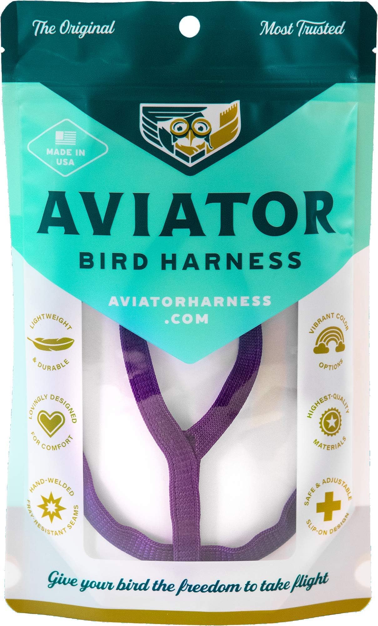 The AviatorPet Bird Harness and Leash: Small Purple