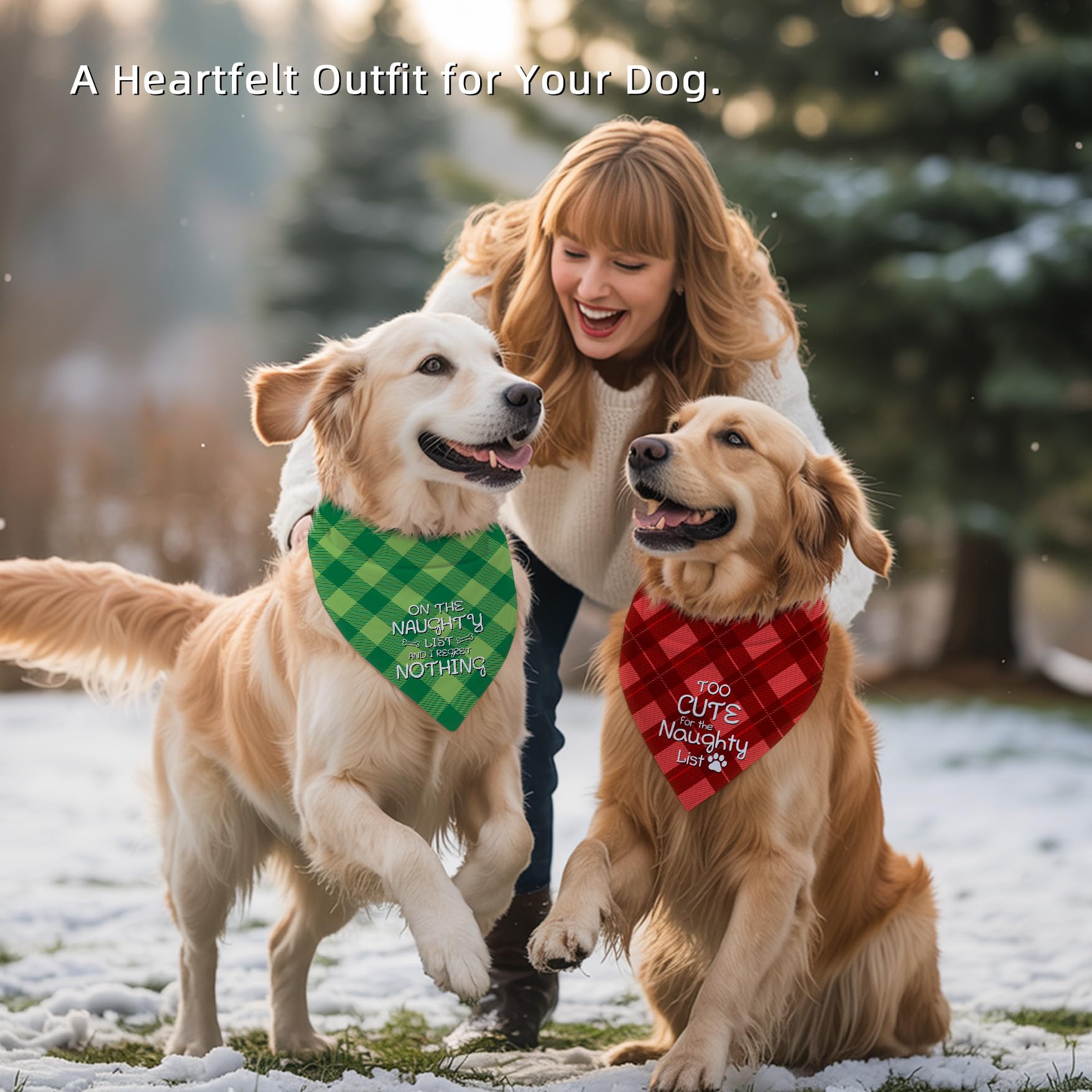 Pañuelos de Navidad para Perros, Bufanda de Navidad para Perro, 2 Paquetes, decoración de Cuadros navideños para Perros medianos y Grandes