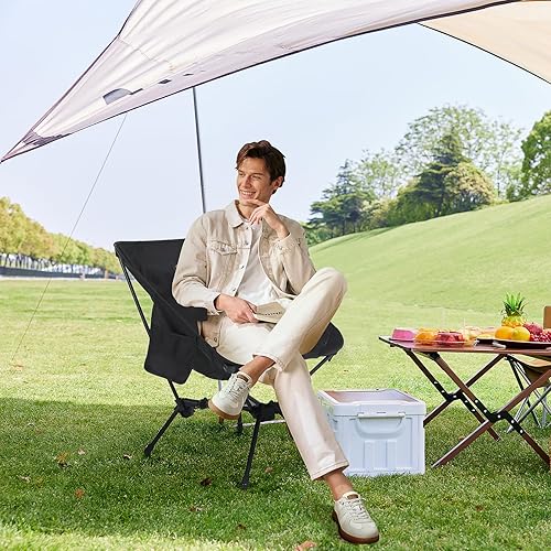 Miniatura 2 de Nice C Silla de camping con toldo, silla compacta con sombra, sillas paraguas ultraligeras, sillas mochila portátiles, perfil bajo, ligera, para