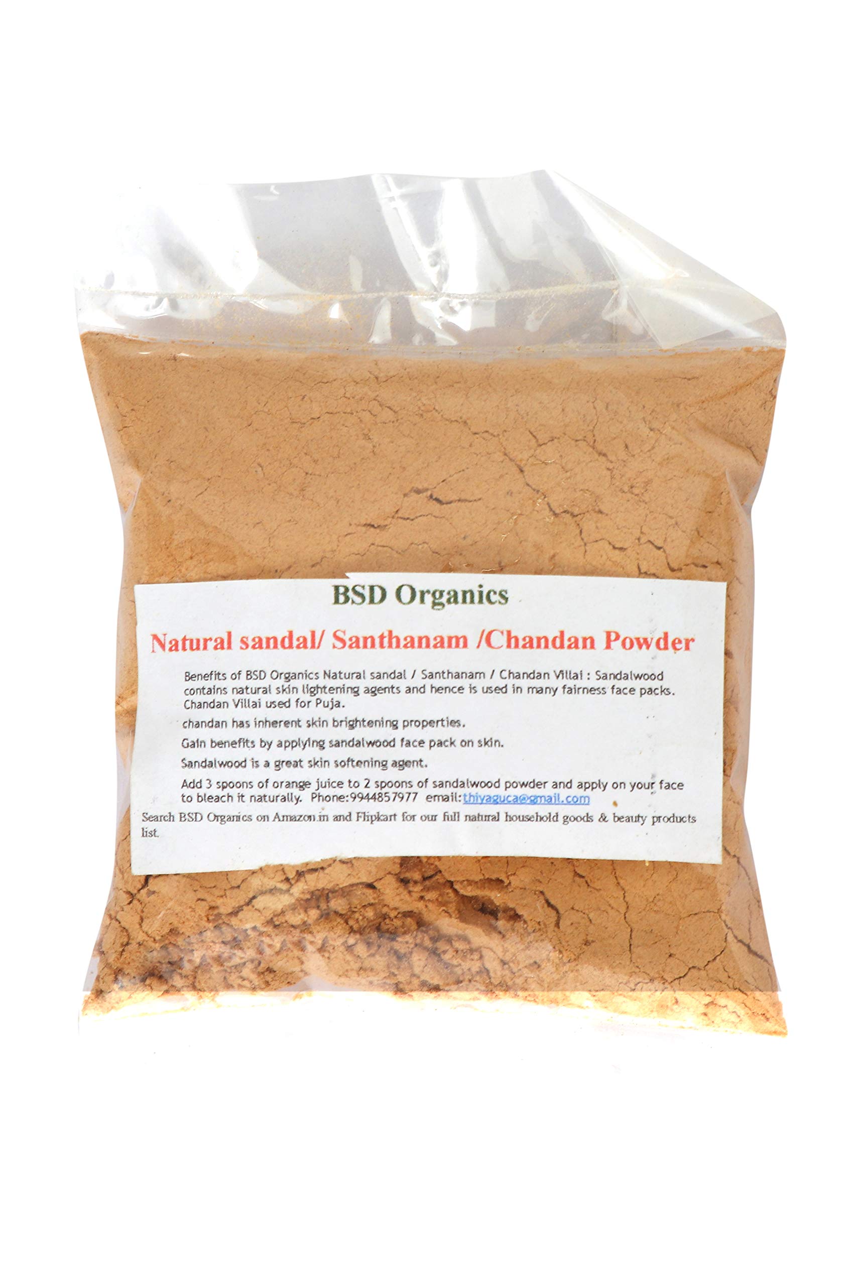 BSD Organics Natural Sandal/Santhanam/Chandan Powder for Puja, Skin Care and More, 50 g