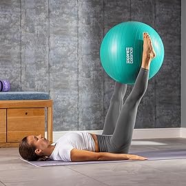 Core Balance Exercise Ball for Workouts, Anti-Burst and Slip Resistant, Swiss Yoga Ball for Pregnancy, Stability, Fitness and Physical Therapy, 4 Sizes, with Pump (22 / 55cm Teal)
