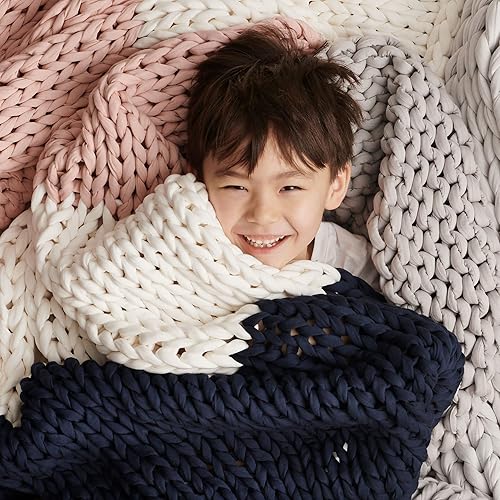 Bearaby Nappling - Manta orgánica tejida a mano para niños, manta de punto grueso, sostenible, transpirable y relajante, lavable a máquina para un