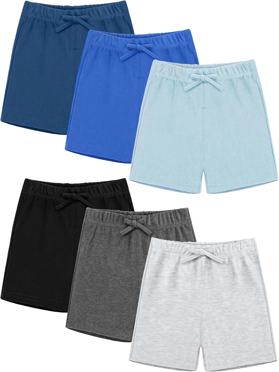 Resinta 6 Packs Unisex Baby Toddler Shorts Baby Cotton Solid Shorts with Drawstring Baby Breathable Soft Summer Clothes
