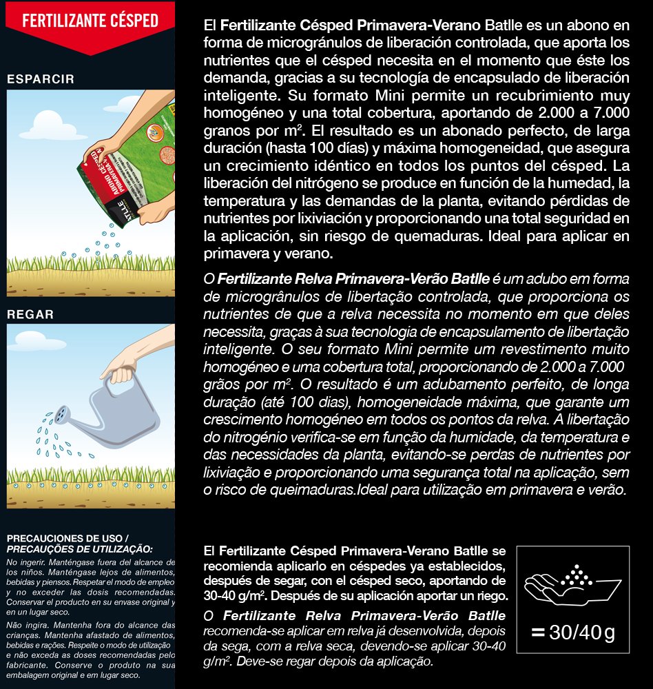 Semillas Batlle Semillas De Césped Césped Ornamental Y Resistente 5Kg + Abonos Fertilizante Cesped Primavera-Verano Saco 4Kg