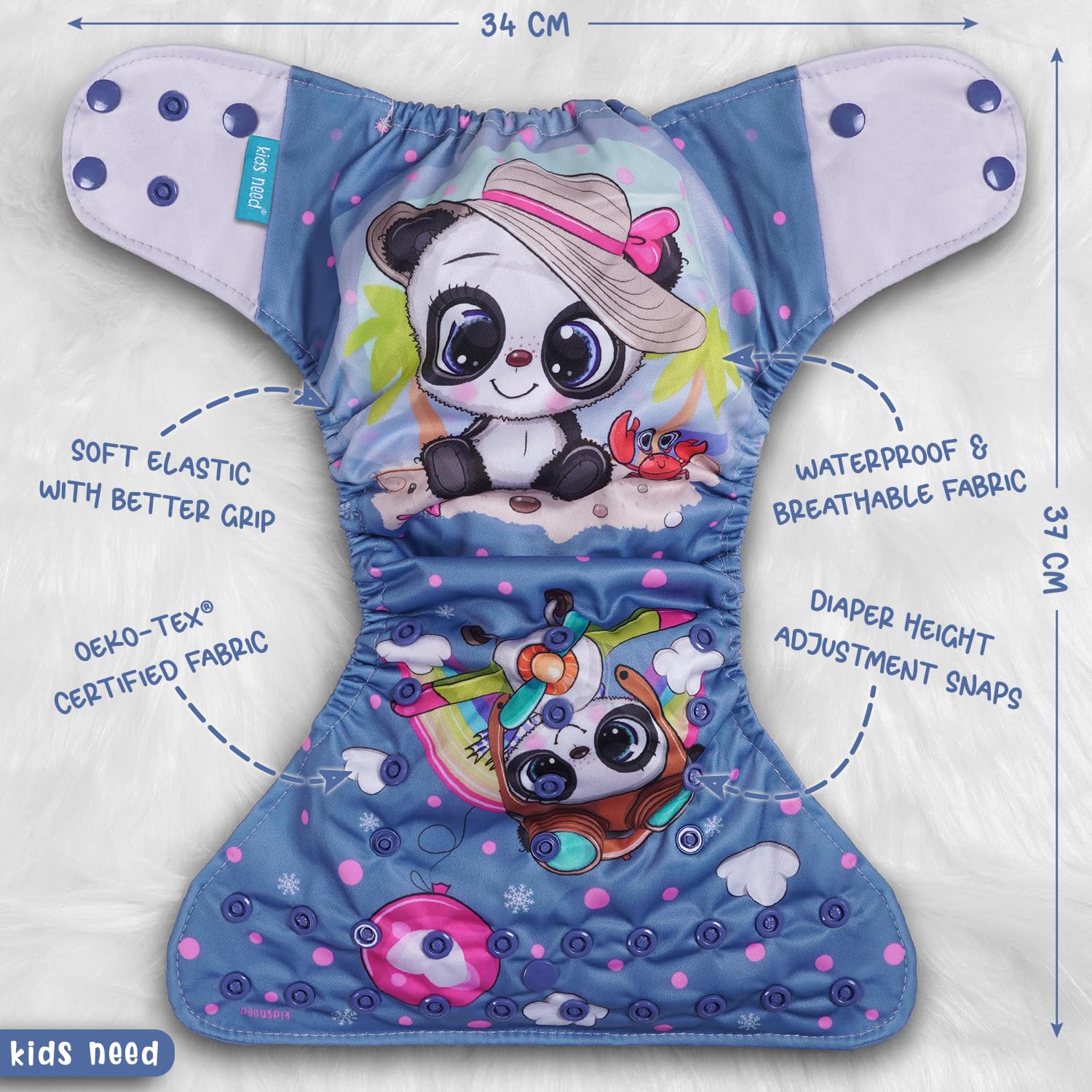 Kids Need Leakage Proof cloth diaper for babies 0 to 3 years High Absorbent 1 Reusable diaper cover 1 Insert pad combo Pack 5-18Kg Adjustable free size Washable Pocket cloth diapers for babies W5 2