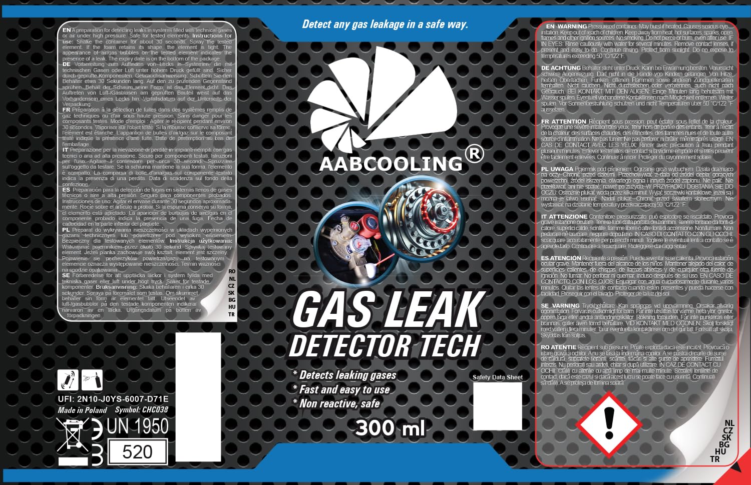 AABCOOLING Detektor Nieszczelności 300ml Tester Szczelności Instalacji Hydraulicznych i Gazowych - Spray do Wykrywania Nieszczelności Rur, Złączy, Zaworów, PEX, Miedzi, Próba Ciśnieniowa, Pianka