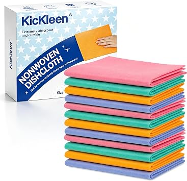 12 Pcs Cleaning Dish Cloths, Microfiber Streak Free Cleaning Cloths Reuseable Cleaning Wipes Rag for Windows Glass Mirror Car Mix-Color
