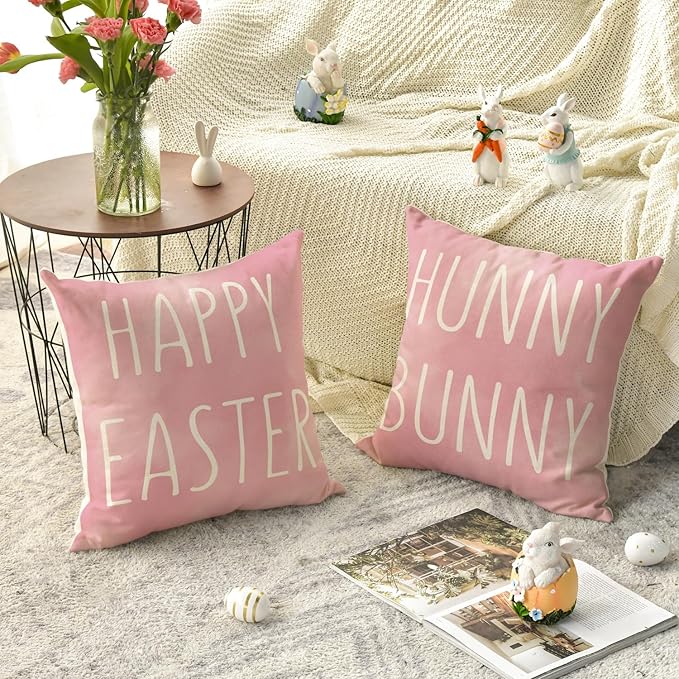 Adorable Pink Bunny Easter Pillow Covers! 🌸
