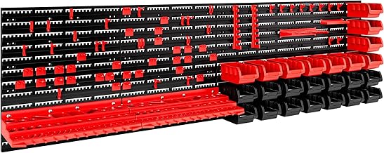 Deuba Wall Tool Rack 190x54 28 Stackable Boxes 4 Expandable Panels w/ Accessories 97Pzs