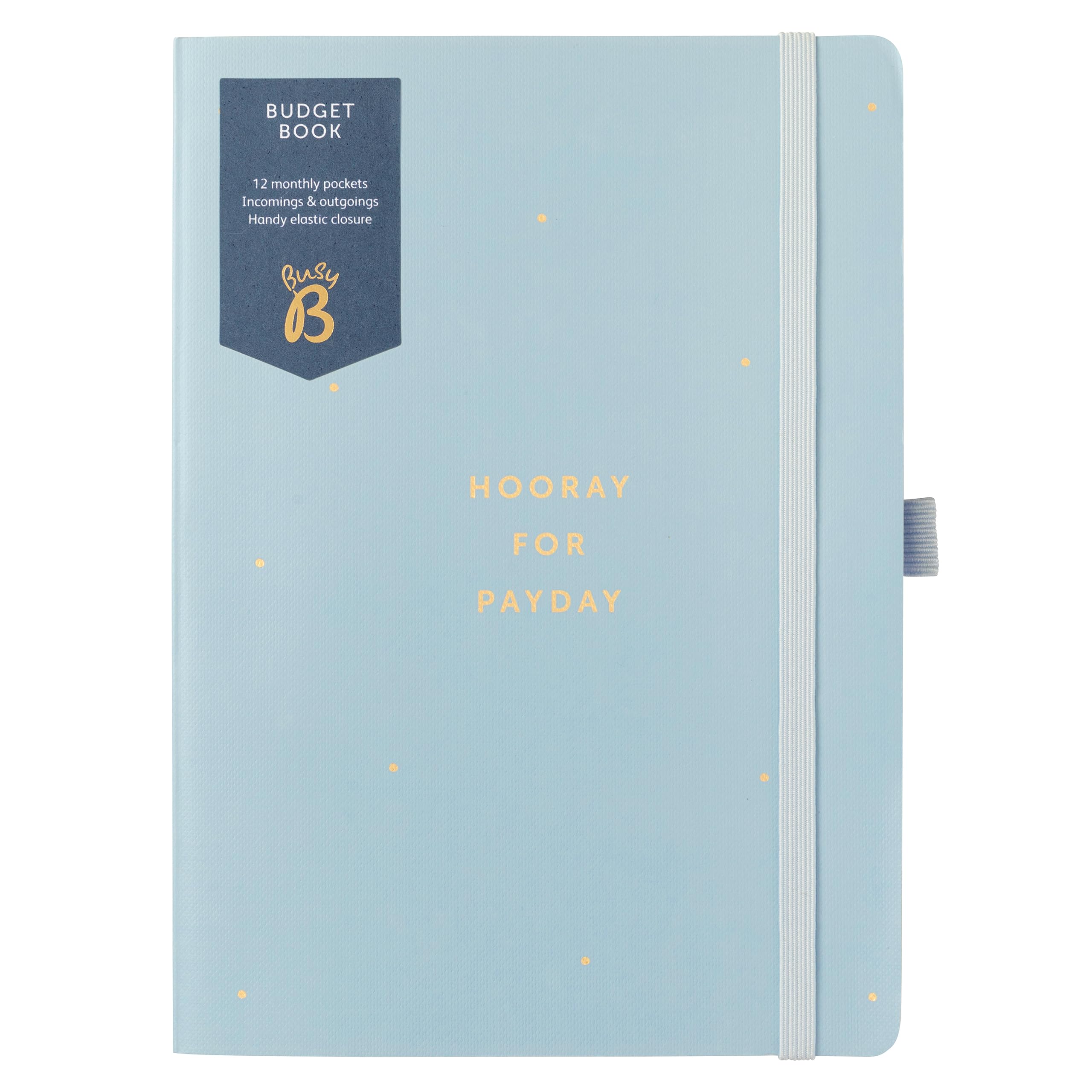 Busy BBudget Book - Cloud Blue - Monthly Budget Planner with Handy Receipt Storage Pockets and Pen Loop