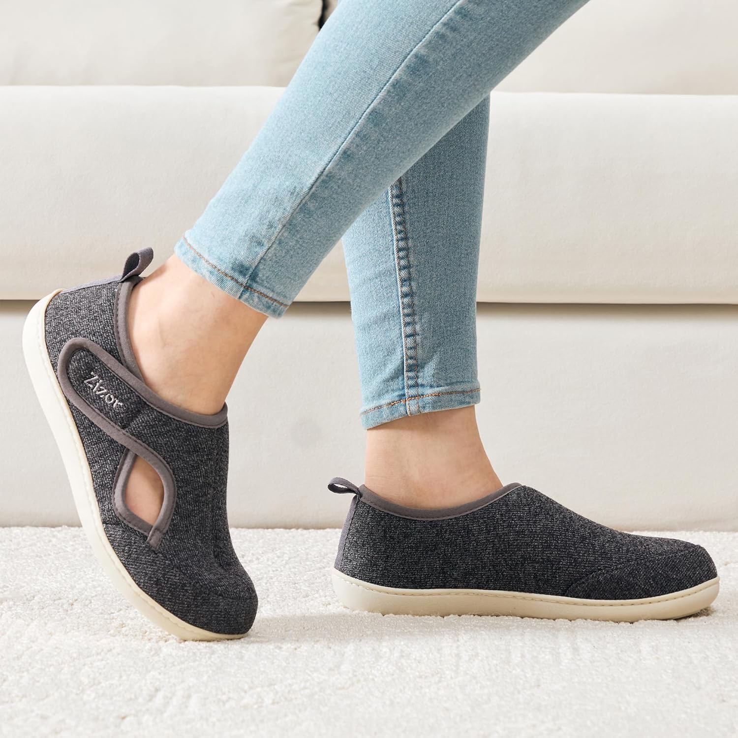 Zizor Women's Adjustable House Shoes Slippers Indoor Outdoor with Memory Foam, Warm Winter Fuzzy Lined Home Slippers - Image 3