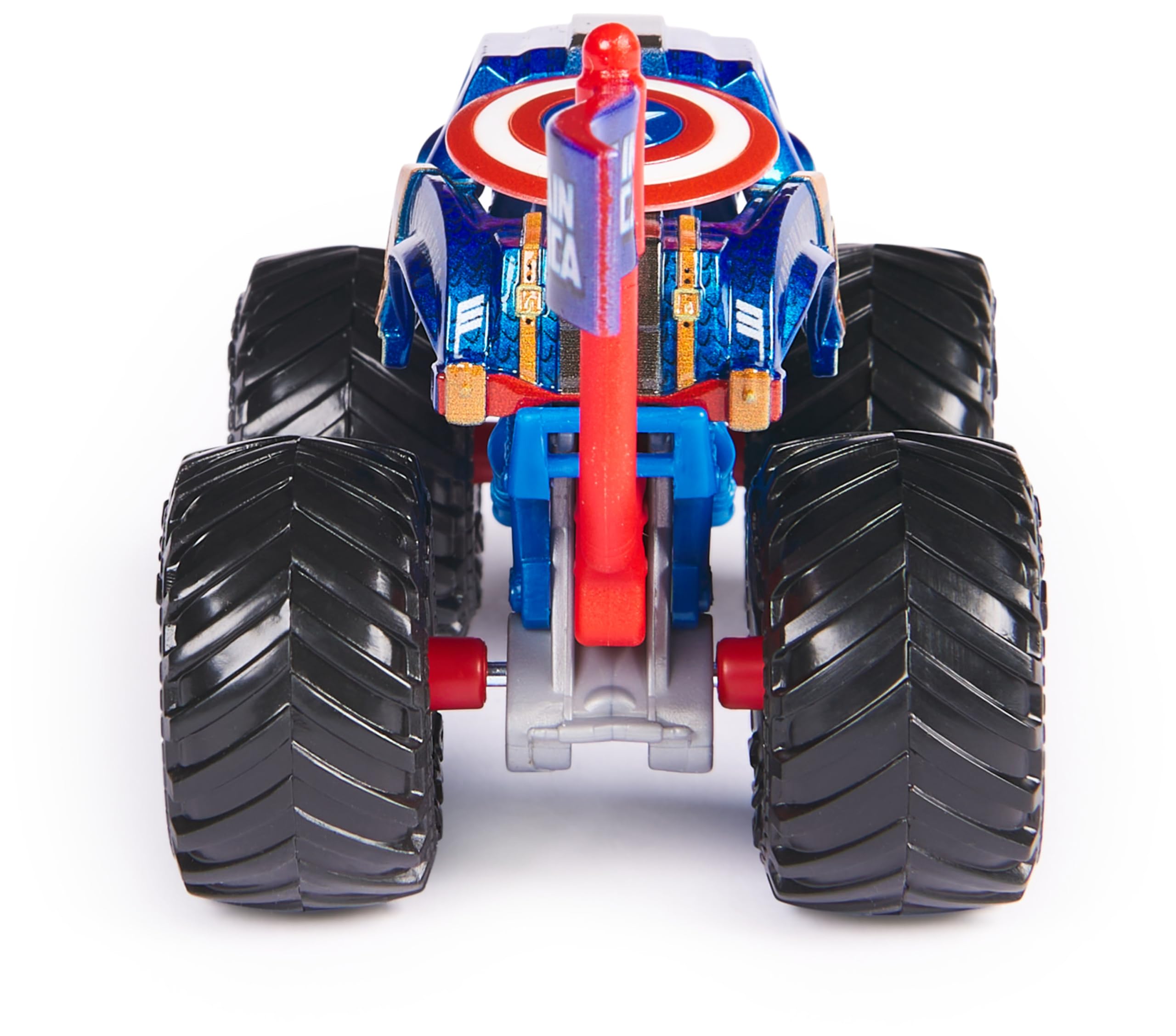 MONSTER JAM, Veicolo Die-Cast Ufficiale Marvel Captain America, in Scala 1:64, Giocattoli per Bambini, 3+ Anni