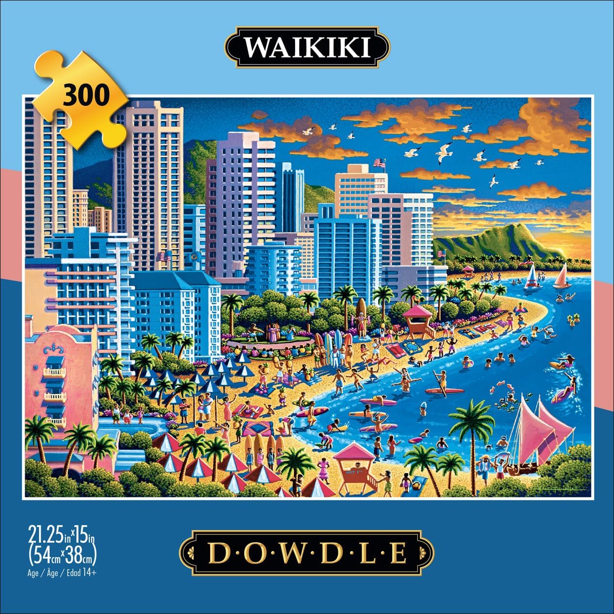 Buffalo Games - Eric Dowdle - Waikiki - 300 Piece Jigsaw Puzzle for Adults -Challenging Puzzle Perfect for Game Nights - Finished Size is 21.25 x 15.00