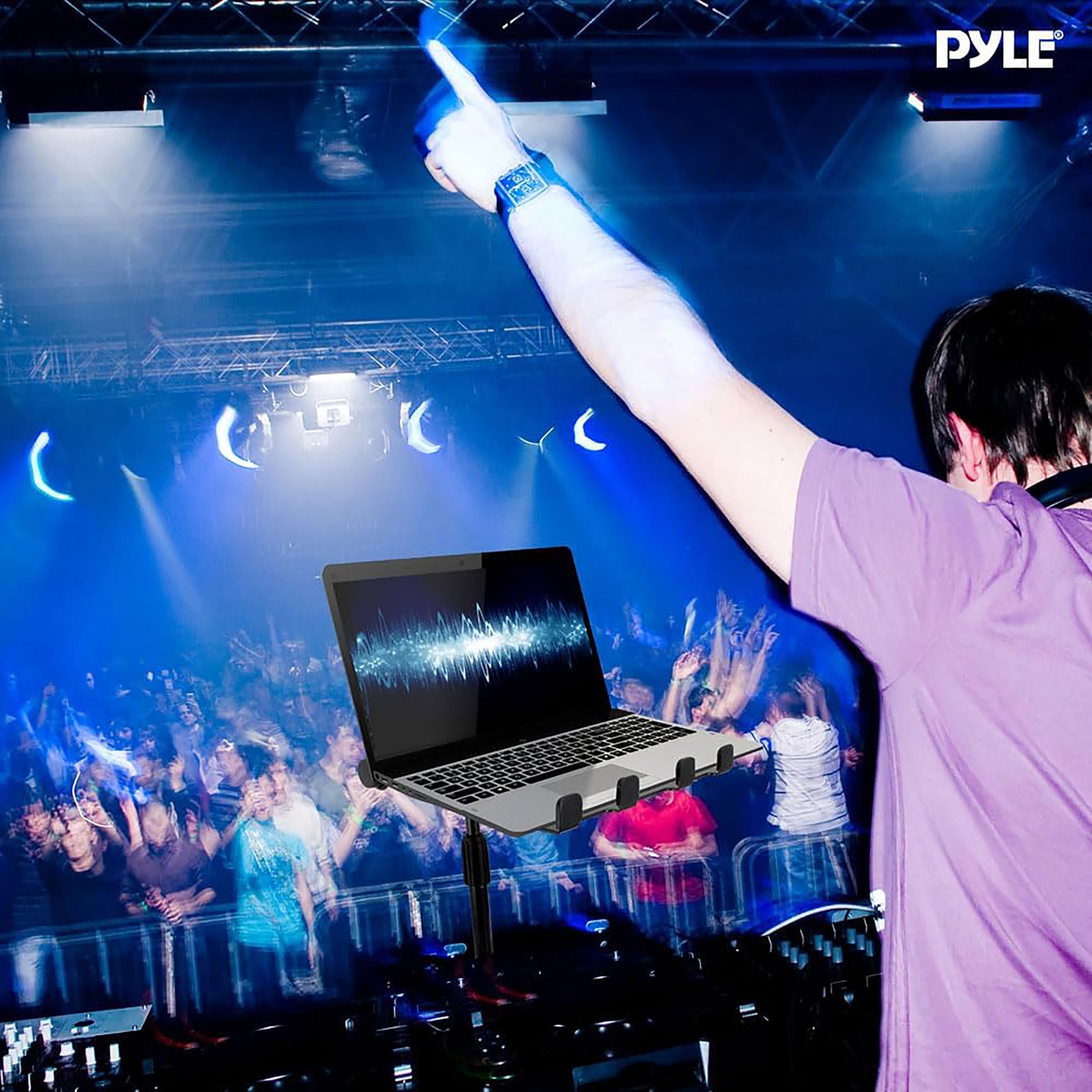 Pyle Support Ordinateur Portable Table Debout Angle Réglable Laptop Stand Hauteur Pliable Plateau Antidérapant Quatre Branches iPad