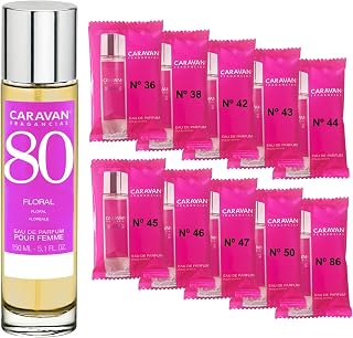 CARAVAN FRAGANCIAS Perfume de Mujer Nº80 de 150 ml + Set de 10 Viales de Fragancias femeninas distintas de Caravan para descubrir nuevos aromas