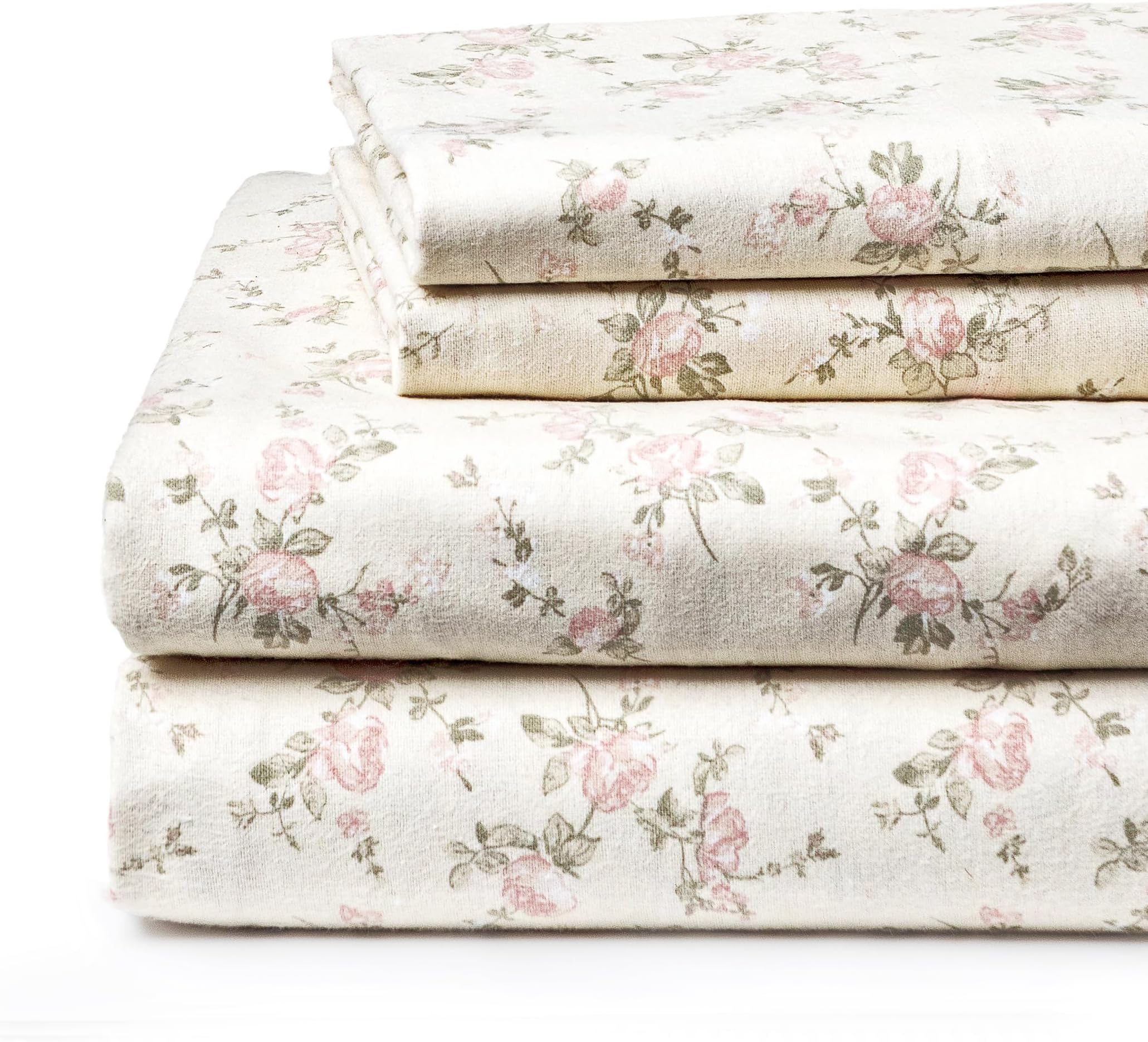 King Sheets, 100% Cotton Flannel Bedding Set, Brushed for Extra Softness & Comfort (Lisieux)
