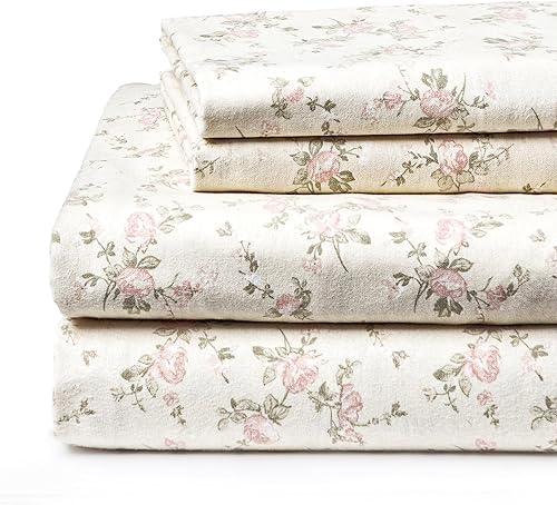 Eulalie - Sábanas King, juego de cama de franela 100% algodón, cepilladas para mayor suavidad y comodidad (Lisieux)