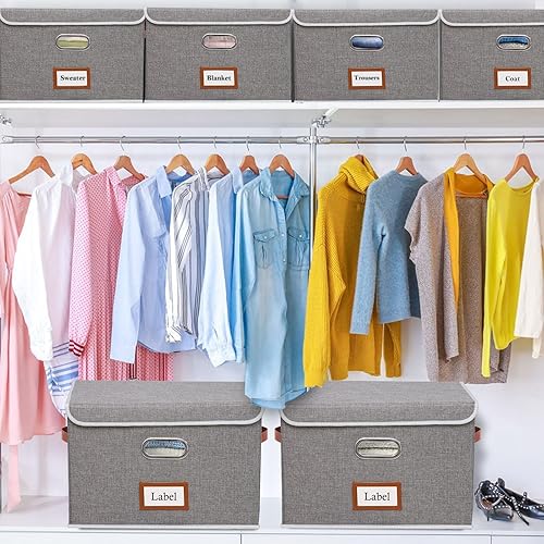 Miniatura 4 de Yawinhe Paquete de 4 cajas de almacenamiento con tapas, cestas de almacenamiento, cubos de almacenamiento de 13 x 9 x 7.9 pulgadas, contenedores