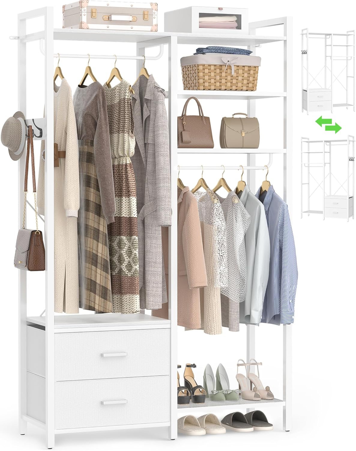 Amazon.com: 78.7'' Clothes Rack for Hanging Clothes - Reversible ...