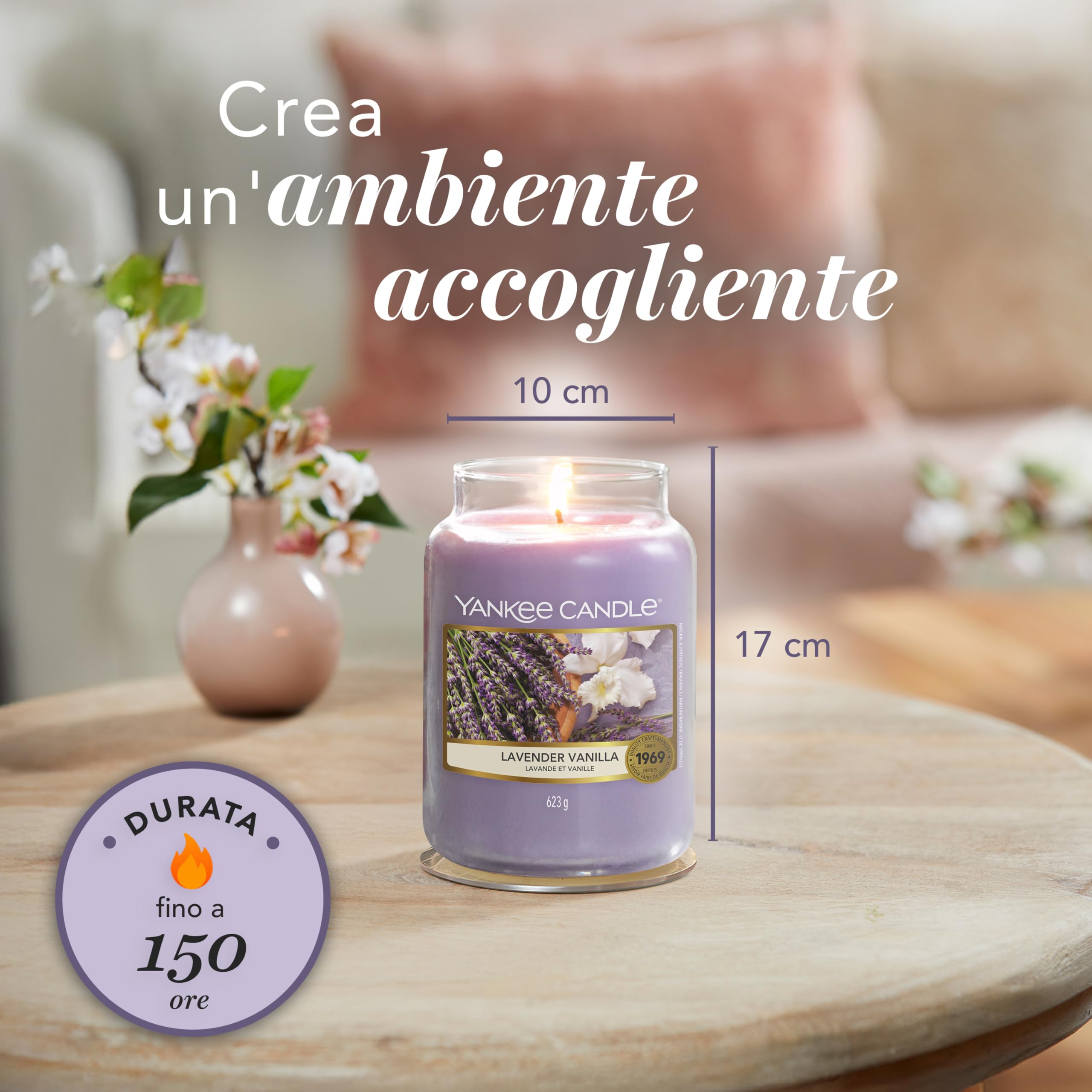 Yankee Candle Candela profumata in giara grande, Lavender Vanilla, Durata Fino a 150 Ore, Regali ottimi per le donne