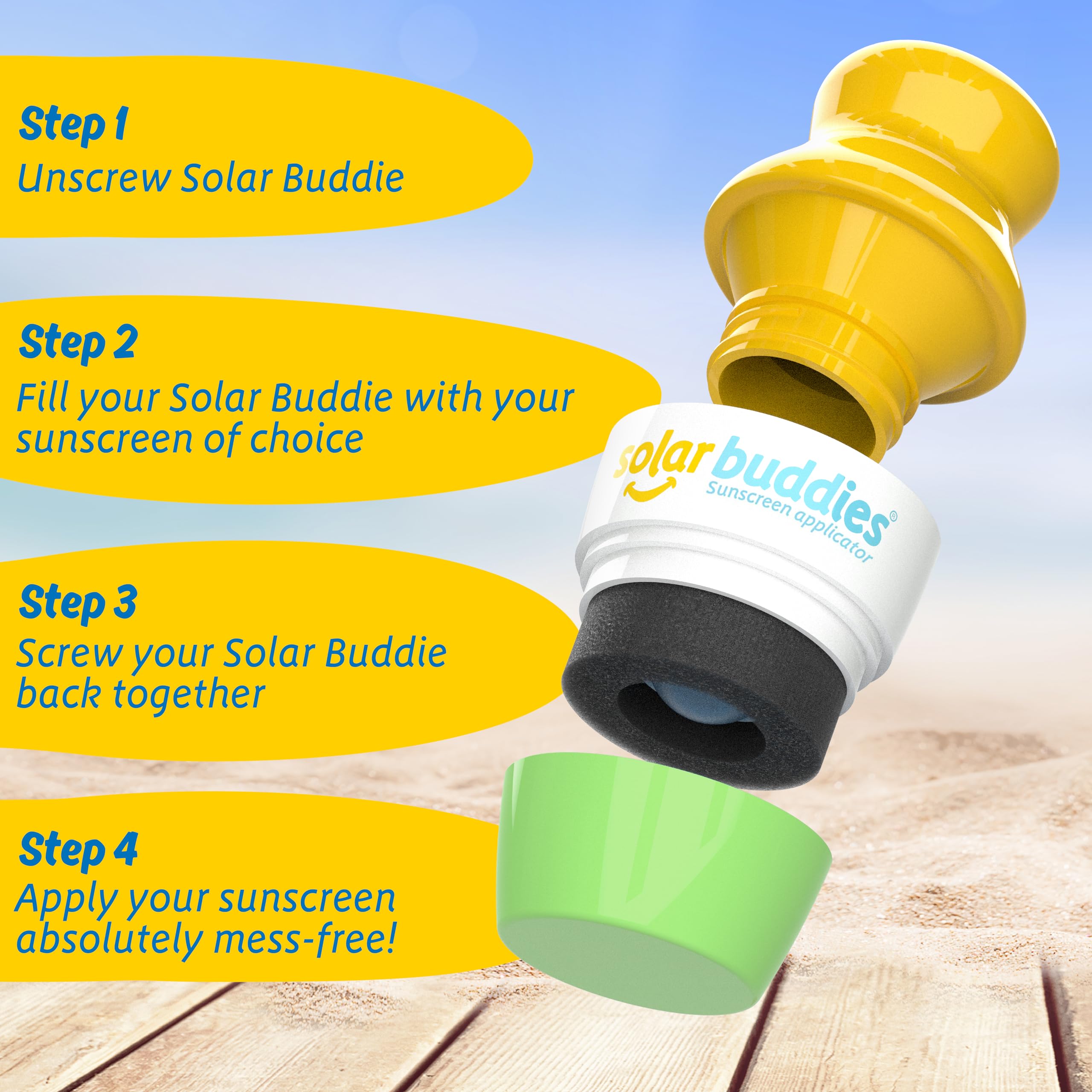Solar Buddies Applicatore Solare - Blu, Blu, Verde, Verde - Ricaricabile Senza BPA Roll-on a Spugna per Bambini, Adulti e Famiglie - 100ml/3,4 fl oz, Formato Viaggio