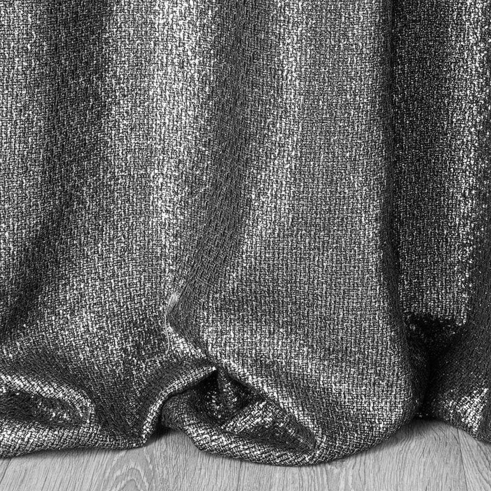 Eurofirany Rideau doré argenté avec Galon fronceur à œillets - Or argenté Noir Brillant (Argent Brillant, 140 x 250 cm - Rideau à œillets)