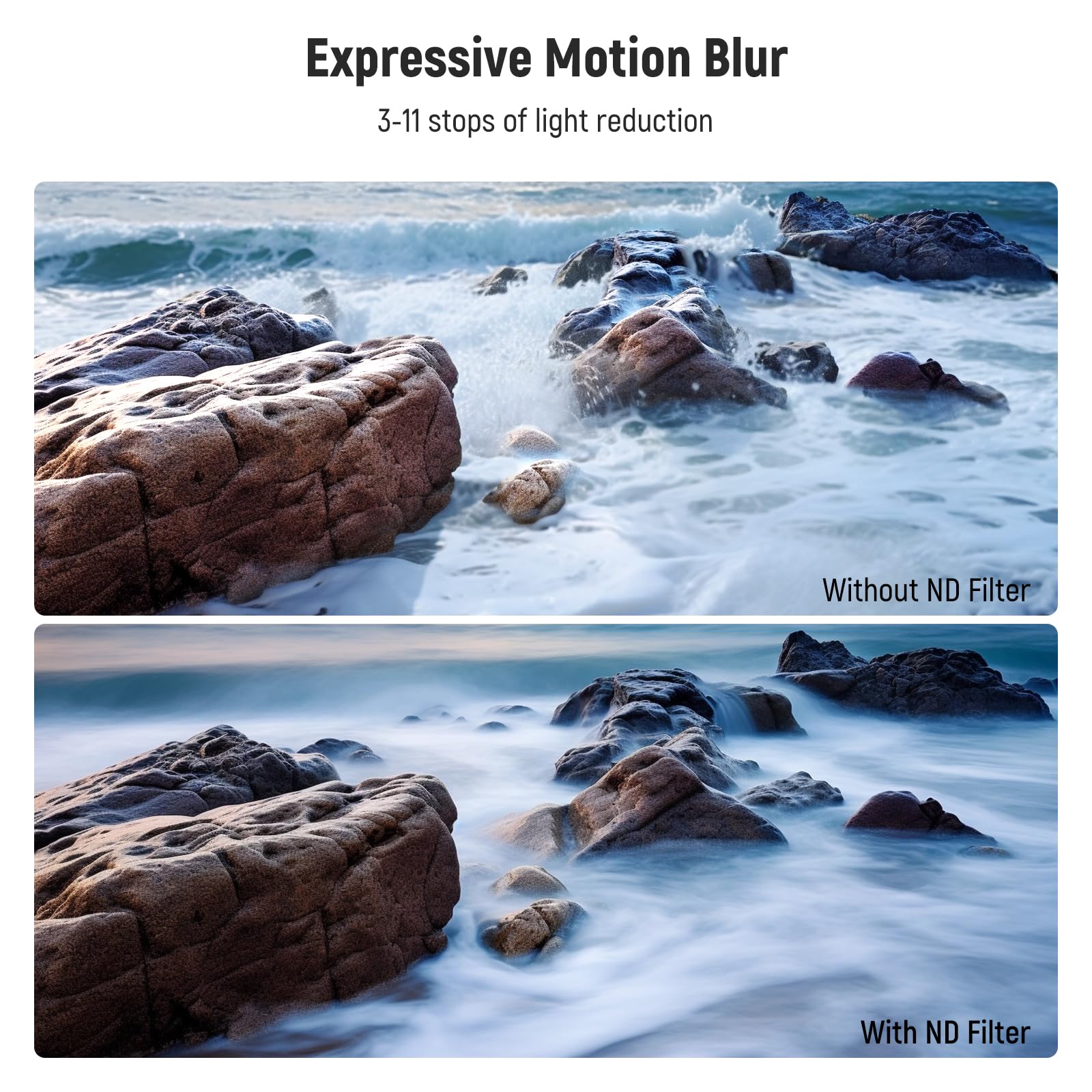 NEEWER 49mm Filtro ND Variabile (ND8-2000), True Colors e Hard Stop, Filtro Densità Neutra Limitata Regolabile 3-11 Stop per DSLR Mirrorless Camera, Vetro Ottico Multistrato, Telaio Sottile Alluminio