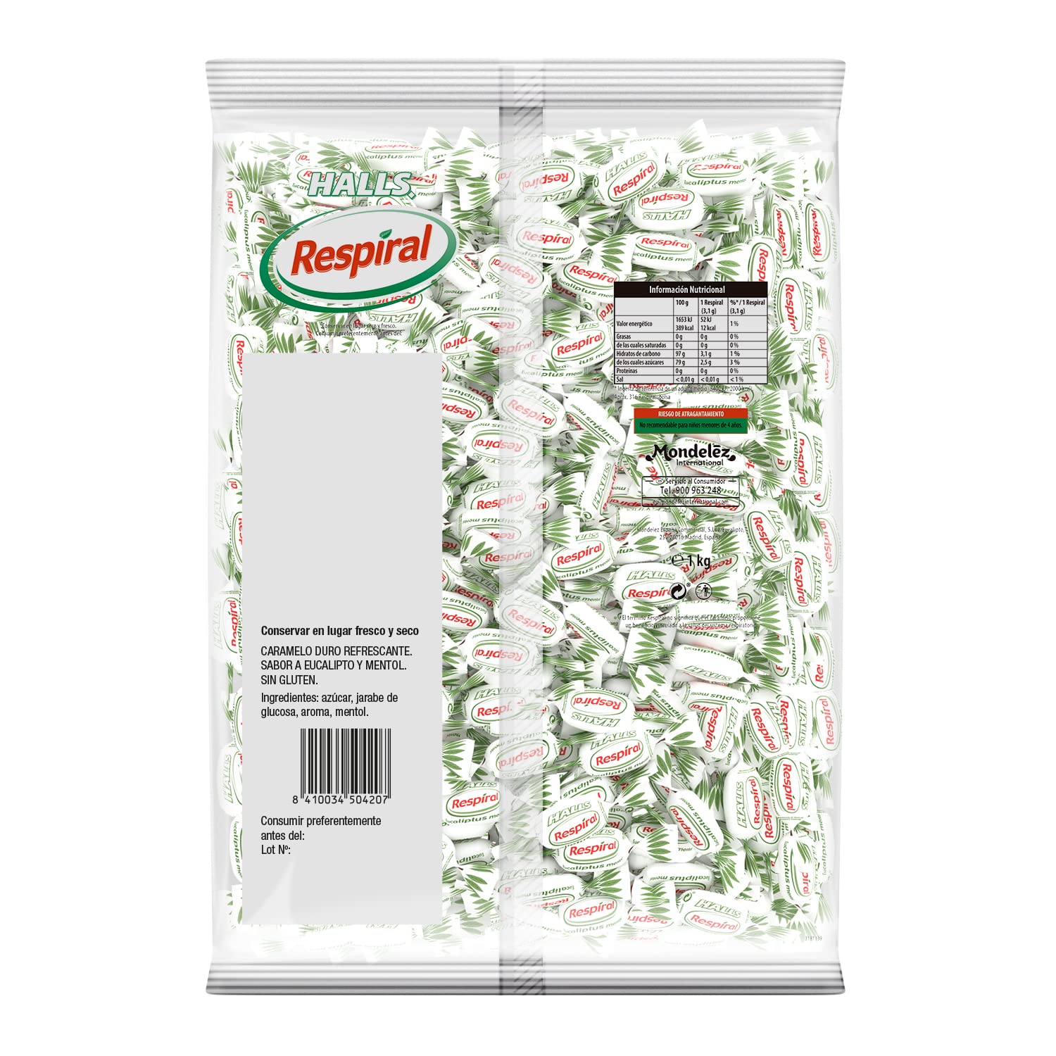 Halls Respiral Caramelos Sabor Eucalipto Sin Gluten 1 Kg