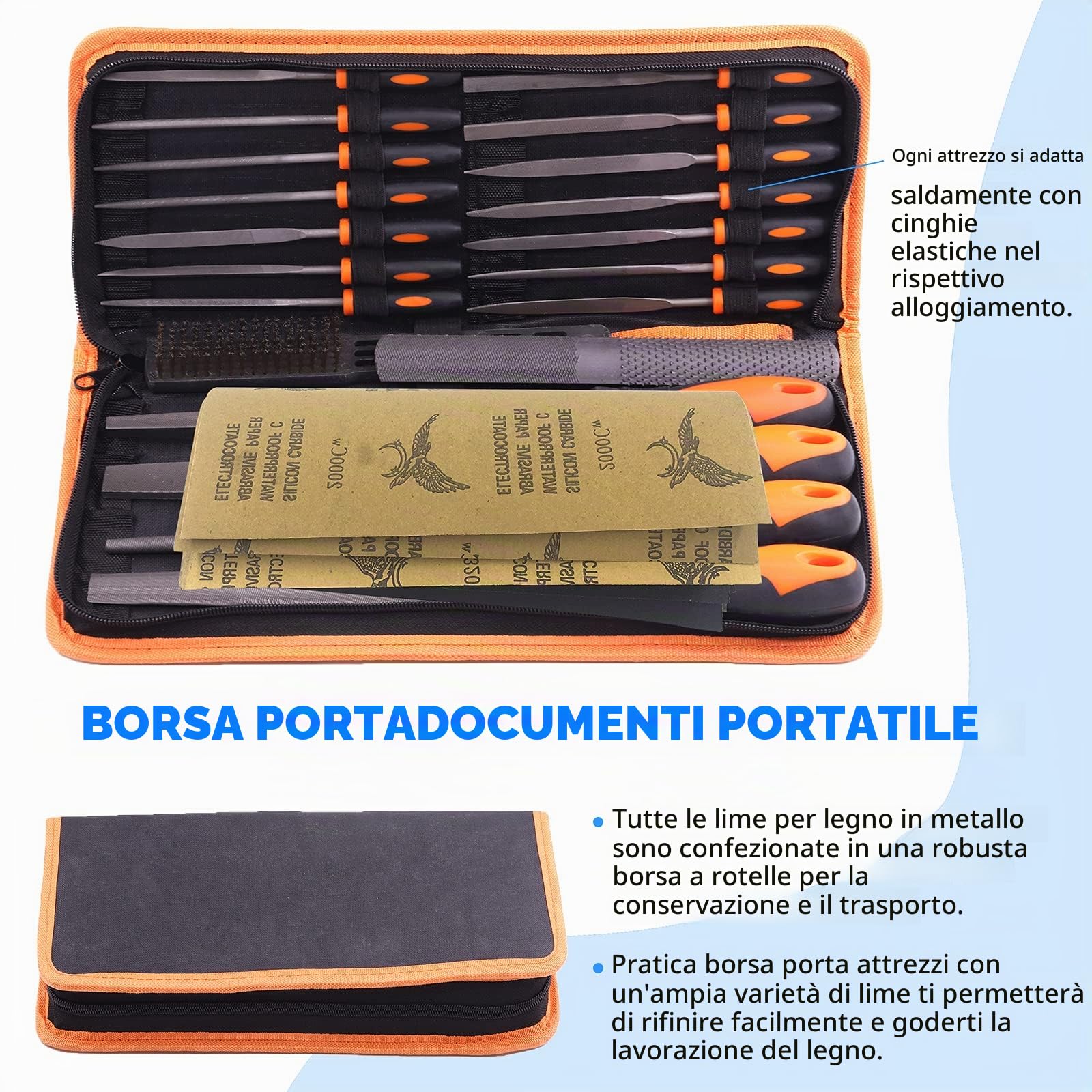 Glarks,Set di 25 lime in metallo a mano, include 4 lime piatte, triangolari, mezze rotonde, 12 lime per aghi, 4 fogli vetrata e 4 taglierine per legno per modellare metallo, legno e strumenti.