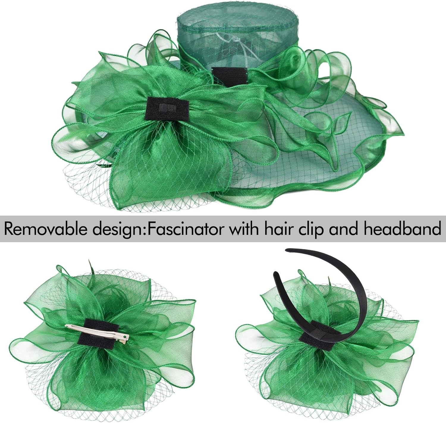 2026 Kentucky Derby Hat for Women Ladies, Organza Veil Feather Fascinator for Tea Party Church UV Protection Sun Hat